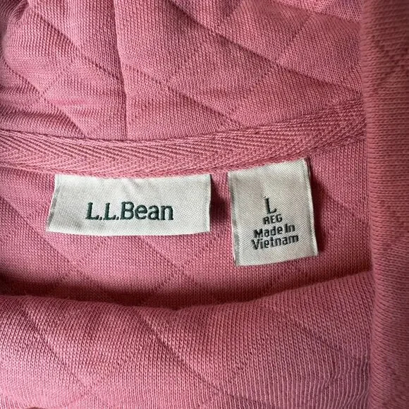 L.L. Bean Mock Neck Quilted Pullover Rose Pink Size L - Picture 5 of 8